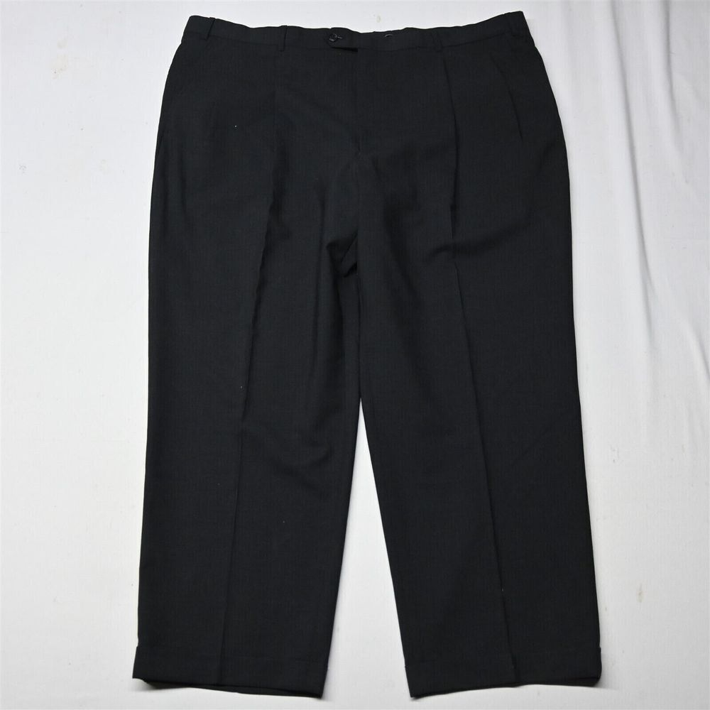 Bespoke 36x30 Gray Wool Pleated‎ Cuffed Suit Trousers Mens Dress Pants